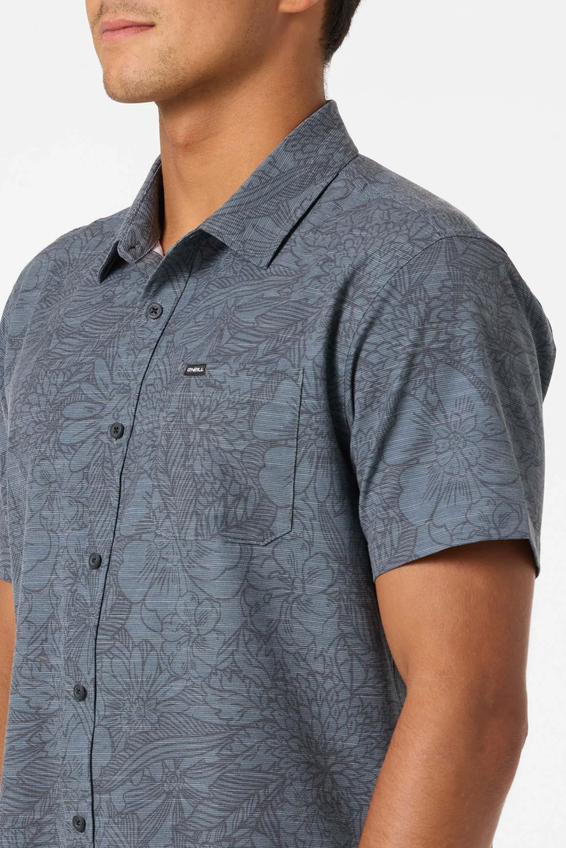 O'neill UPF Slub Standard Short Sleeve Woven Shirt Dark Shadow