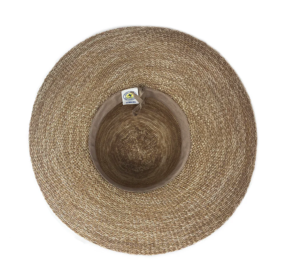 Wallaroo Victoria Diva Wide Brim Sun Hat Mixed Camel
