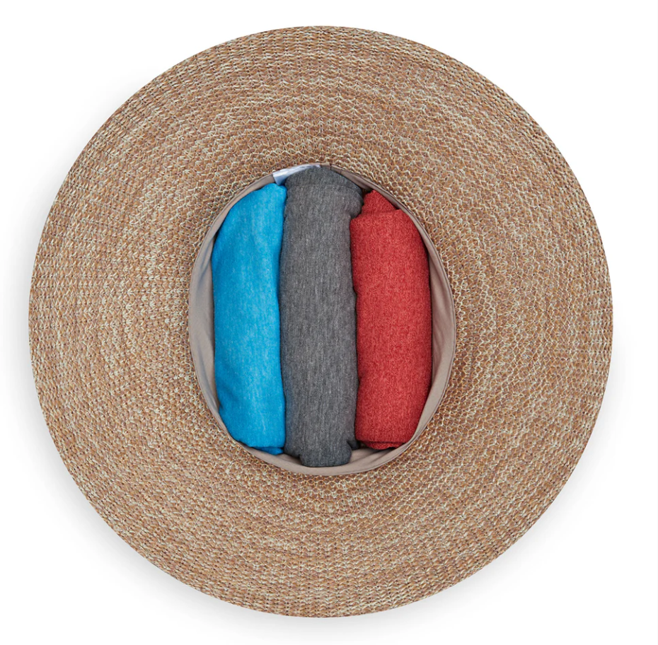 Wallaroo Victoria Diva Wide Brim Sun Hat Mixed Camel