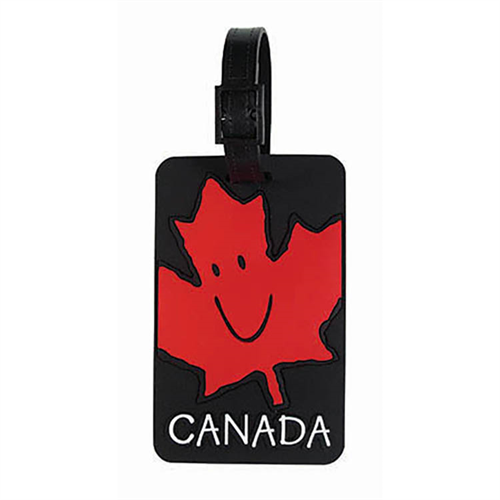 Stone Age Luggage Tag Smiling Canada Flag