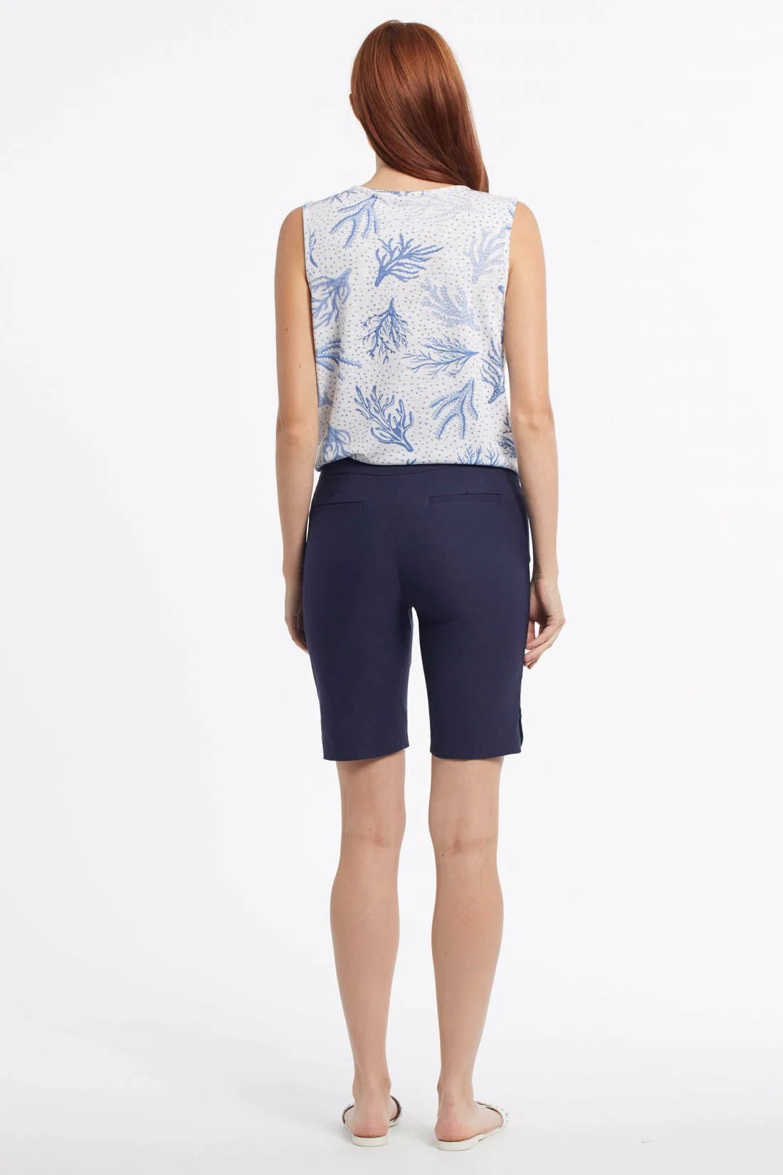 Tribal Sport Flatten It® Tummy Control Pull-On Bermuda Shorts Deep Blue