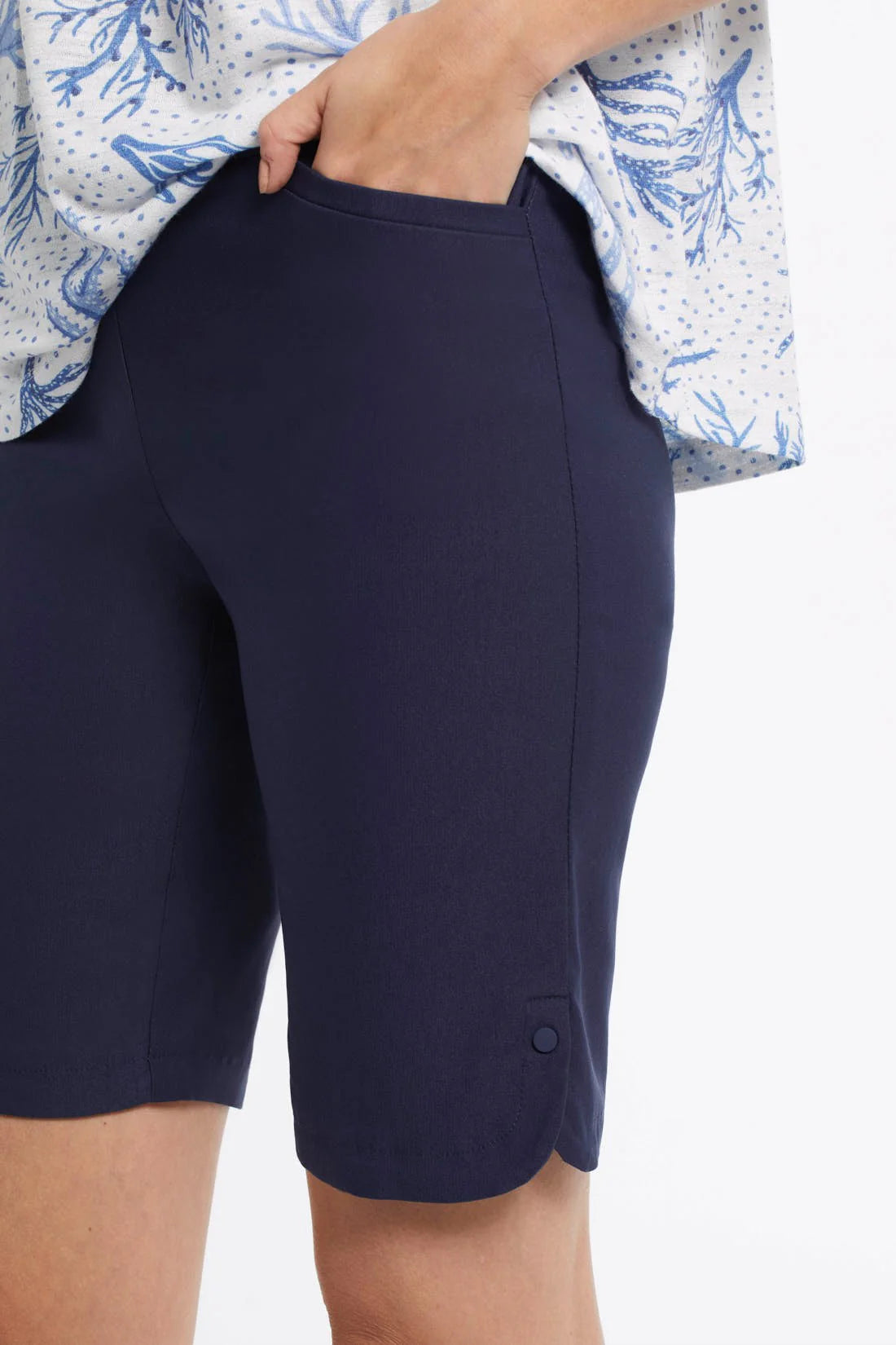 Tribal Sport Flatten It® Tummy Control Pull-On Bermuda Shorts Deep Blue