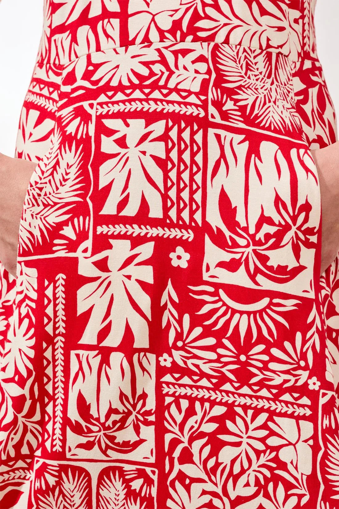 Tribal Sport Sleeveless Printed Jersey Dress With V-Neck - Sangria