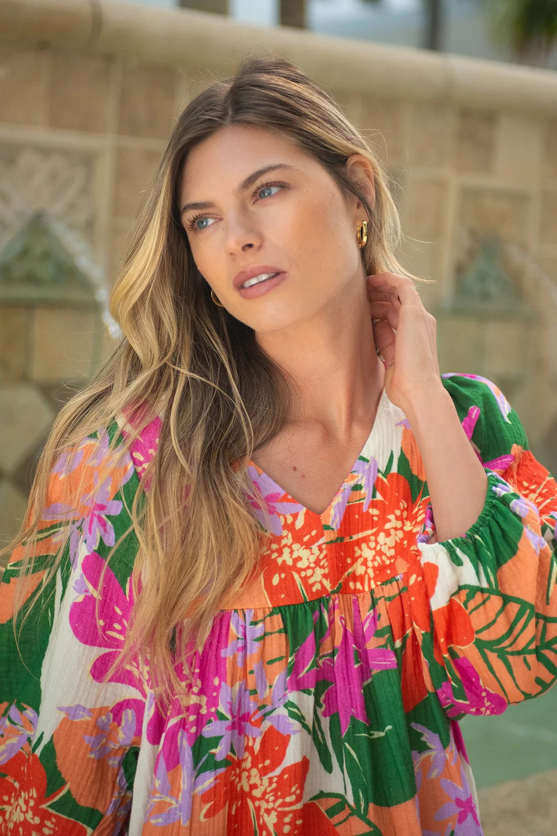 XIX Palms Cartagena Cotton Gauze Dress